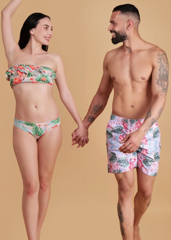 Pink Flamingo Couple’s Beachwear